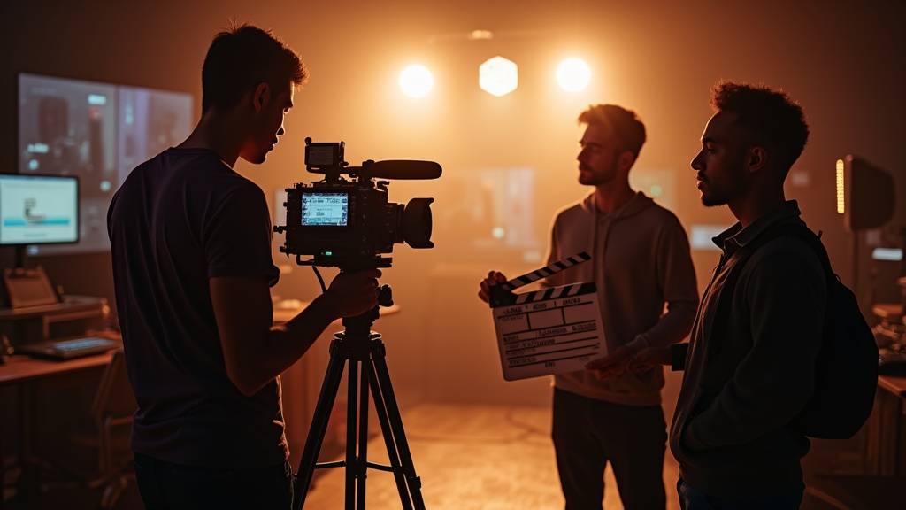 Étudiants en BTS audiovisuel travaillant en équipe sur un projet de post-production
