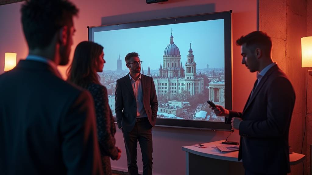 Équipe de production audiovisuelle en pleine réunion de préparation d'un projet