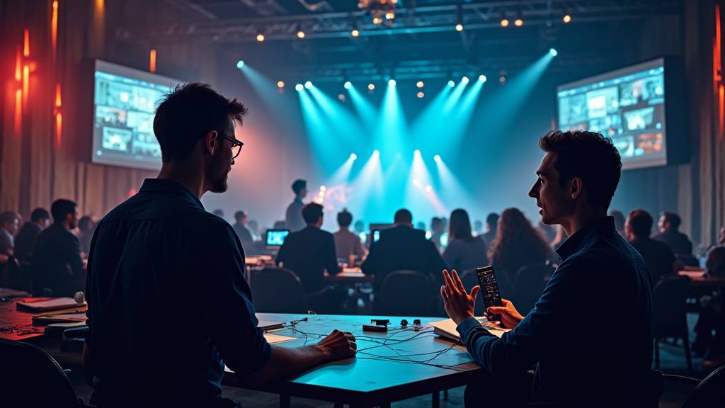 Salle de contrôle de production audiovisuelle avec équipements modernes