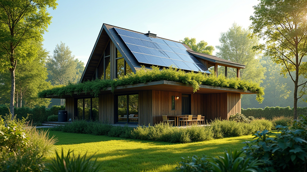 Maison écologique avec panneaux solaires et isolation naturelle